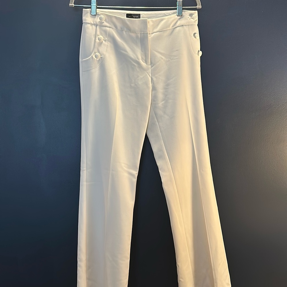 The Limited, Cream Flare Pants with Buttons. Size 2.